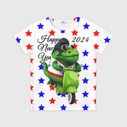 Футболка детская Крутой дракон на скутере 2024, цвет: 3D-принт