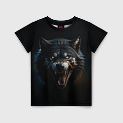 Детская футболка Волк чёрный хищник