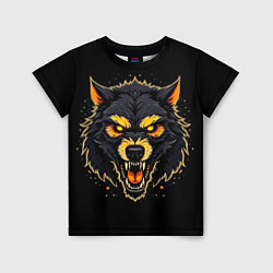 Детская футболка Волк чёрный хищник