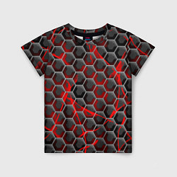 Футболка детская Красные узоры шестиугольник, цвет: 3D-принт