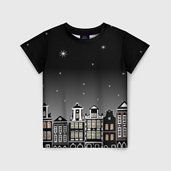 Детская футболка Ночной город и звездное небо
