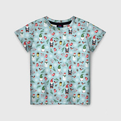 Детская футболка Новогодние акварельные гномы