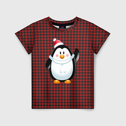 Детская футболка Пингвин в новогодней шапочке