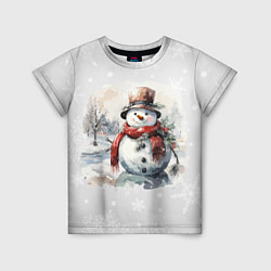 Детская футболка Снеговик во дворе
