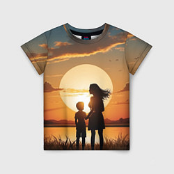 Футболка детская Мать и дитя на закате, цвет: 3D-принт