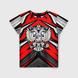 Детская футболка Россия - красная геометрия