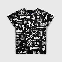 Футболка детская Fortnite alllogo black, цвет: 3D-принт