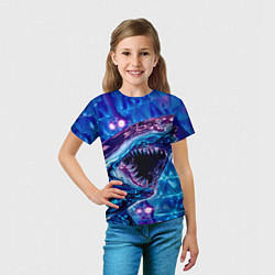 Футболка детская Фиолетовая акула, цвет: 3D-принт — фото 2
