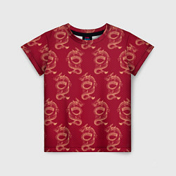 Детская футболка Китайский дракон на красном фоне