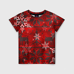 Детская футболка Рождественские узоры снежинки