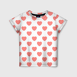 Детская футболка Розовые сердца фон