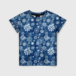 Детская футболка Snowflakes on a blue background