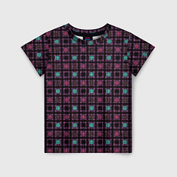 Детская футболка Тёмно-розовый полосы квадратики