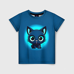 Детская футболка Котёнок на синем