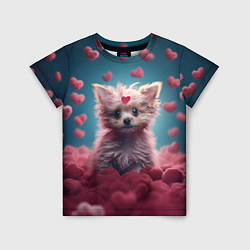 Футболка детская Милый щенок в сердечках, цвет: 3D-принт