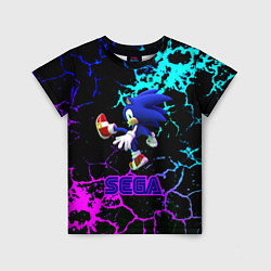 Детская футболка Sonic sega game неоновая текстура