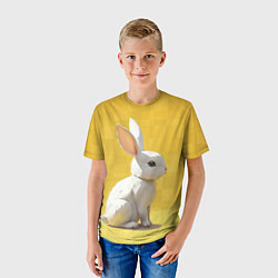Футболка детская Белоснежный кролик, цвет: 3D-принт — фото 2
