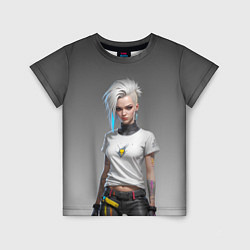 Детская футболка Блондинка в белой футболке Cyberpunk 2077