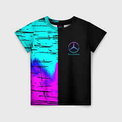 Детская футболка Mercedes benz неон текстура