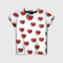 Детская футболка Стикеры наклейки объемные сердечки