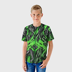 Футболка детская Камень и зелёный огонь, цвет: 3D-принт — фото 2