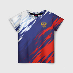 Детская футболка Россия Sport брызги красок триколор