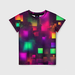 Детская футболка Разноцветные квадраты и точки