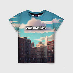 Детская футболка Minecraft город и лого