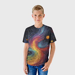 Футболка детская Звездный вихрь абстрактная живопись, цвет: 3D-принт — фото 2