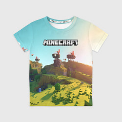 Футболка детская Minecraft logo солнечная карта, цвет: 3D-принт