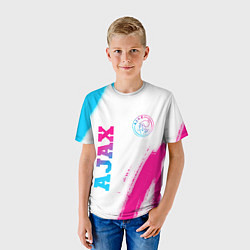 Футболка детская Ajax neon gradient style вертикально, цвет: 3D-принт — фото 2