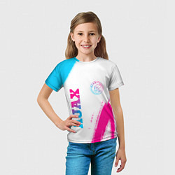 Футболка детская Ajax neon gradient style вертикально, цвет: 3D-принт — фото 2