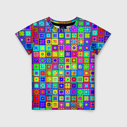 Футболка детская Узор из разноцветных квадратов, цвет: 3D-принт