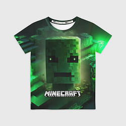 Футболка детская Minecraft зеленая голова, цвет: 3D-принт