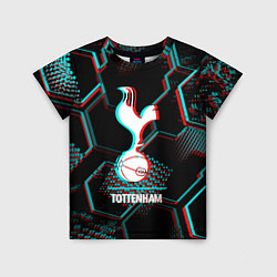 Детская футболка Tottenham FC в стиле glitch на темном фоне