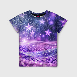 Детская футболка Абстрактные звезды в фиолетовых искрах