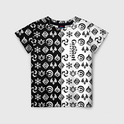 Детская футболка Genshin Impact - black and white
