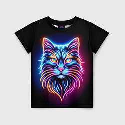 Детская футболка Суровый неоновый кот