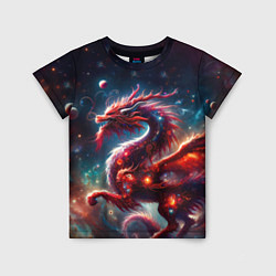 Детская футболка Красный космический дракон