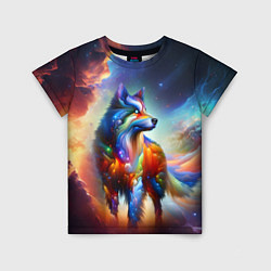 Детская футболка Космический красочный волк