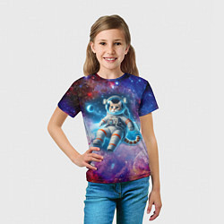 Футболка детская The cat is a brave cosmonaut - ai art, цвет: 3D-принт — фото 2