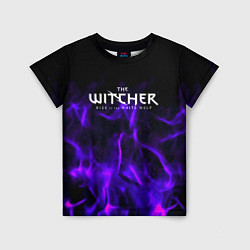 Детская футболка Ведьмак неоновый огонь текстура