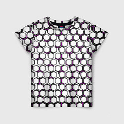 Детская футболка Киберпанк узор из шестиугольников розовый