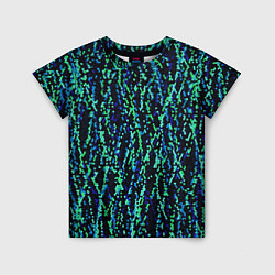Детская футболка Тёмный сине-зелёный паттерн мелкая мозаика