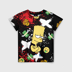 Детская футболка Барт Симпсон на фоне баксов