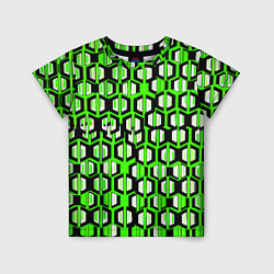 Детская футболка Техно узор из шестиугольников зелёный