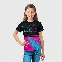 Футболка детская Aston Villa - neon gradient посередине, цвет: 3D-принт — фото 2