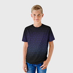 Футболка детская Чёрно-фиолетовый мозаика крупная, цвет: 3D-принт — фото 2