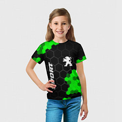 Футболка детская Peugeot green sport hexagon, цвет: 3D-принт — фото 2