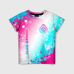 Детская футболка Club Brugge neon gradient style вертикально